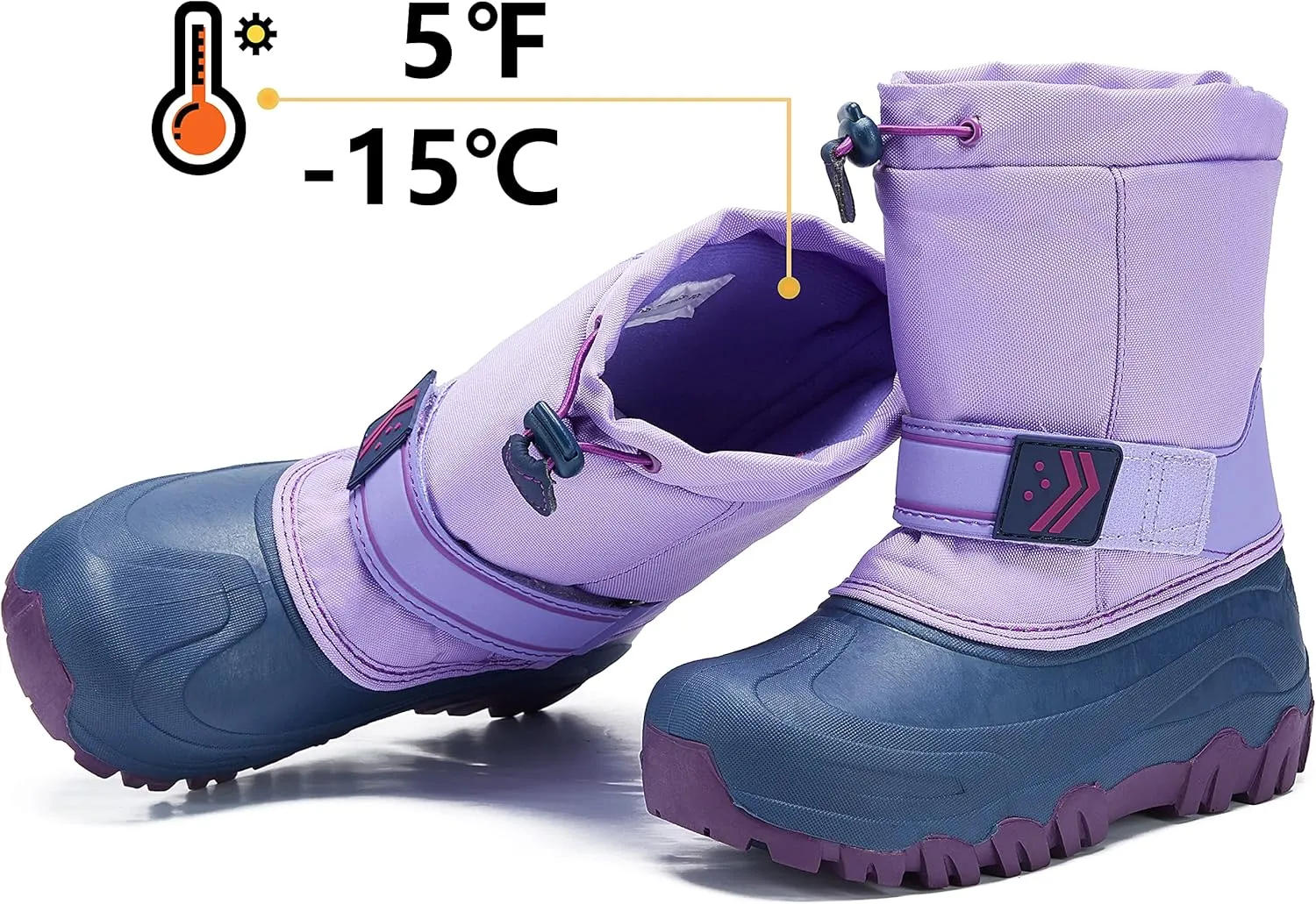 MORENDL Kids' Snow Boots Insulated Waterproof Fur Lined Warm Anti-Slip Winter Shoes for Boys and Girls Outdoor Walking(Toddler/Little Kid)