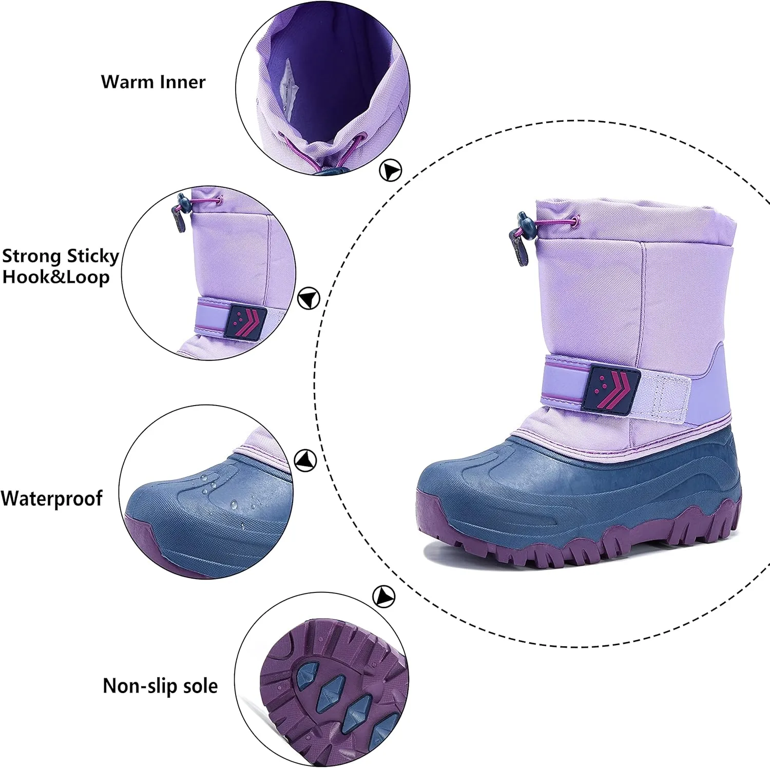 MORENDL Kids' Snow Boots Insulated Waterproof Fur Lined Warm Anti-Slip Winter Shoes for Boys and Girls Outdoor Walking(Toddler/Little Kid)