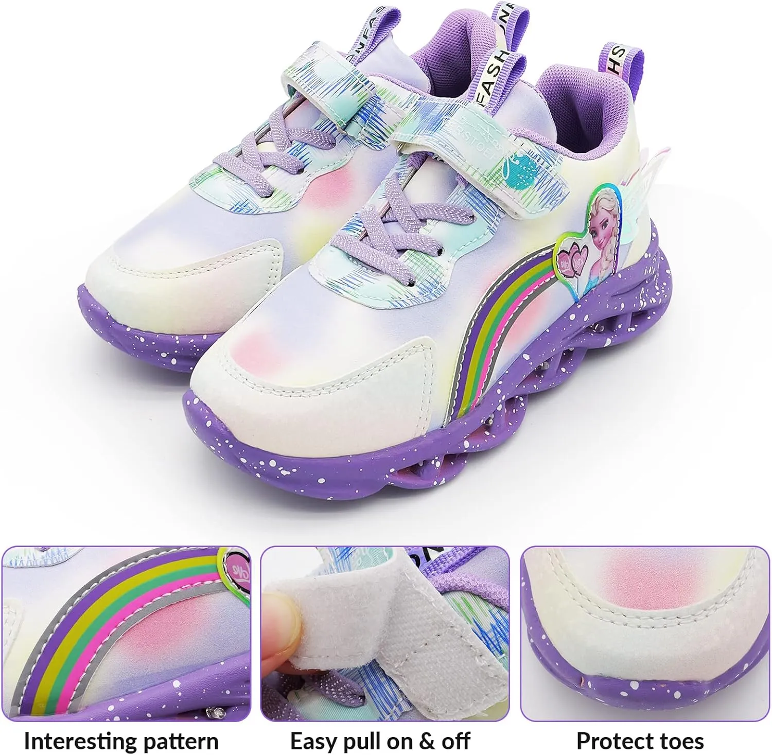 Movie Casual Shoes LED Light Up SneakersSnow Princess Shoes Baby Toddler Shoes Girl Birthday Present