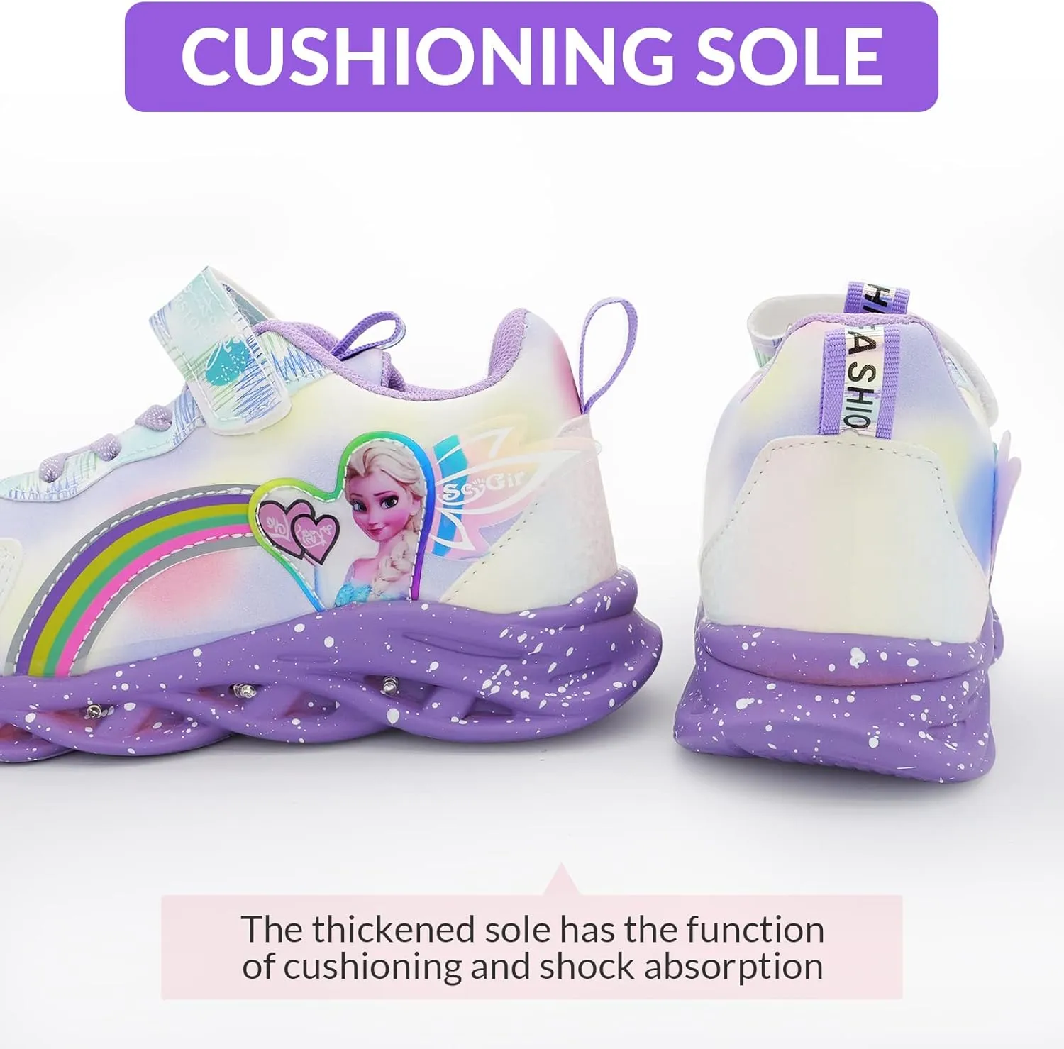 Movie Casual Shoes LED Light Up SneakersSnow Princess Shoes Baby Toddler Shoes Girl Birthday Present