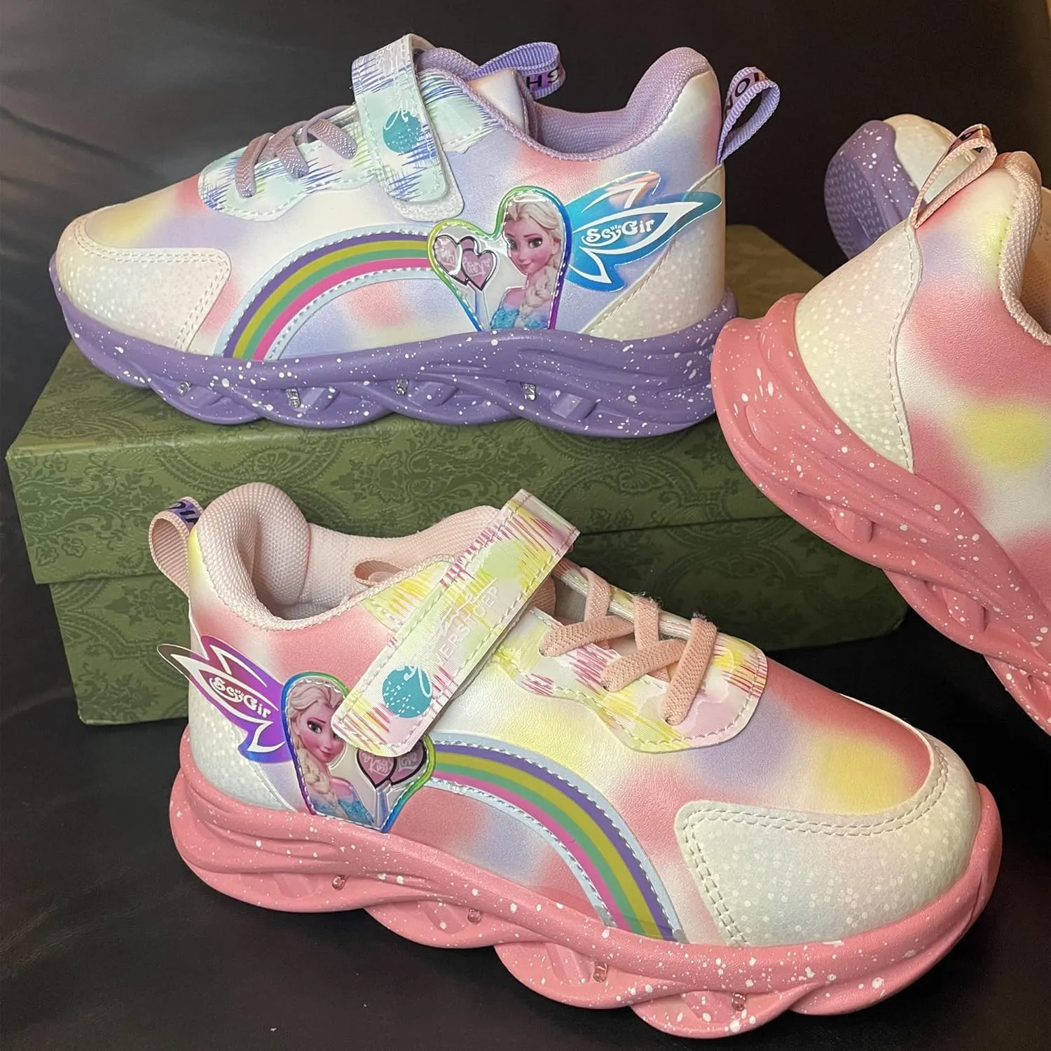 Movie Casual Shoes LED Light Up SneakersSnow Princess Shoes Baby Toddler Shoes Girl Birthday Present