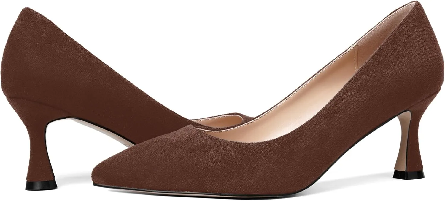 MOVINSTEPS Womens Pointed Toe Evening Sexy Suede Slip On Stiletto Mid Heel Pumps Shoes 2.5 Inch