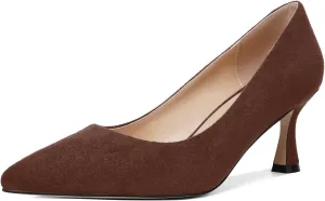 MOVINSTEPS Womens Pointed Toe Evening Sexy Suede Slip On Stiletto Mid Heel Pumps Shoes 2.5 Inch