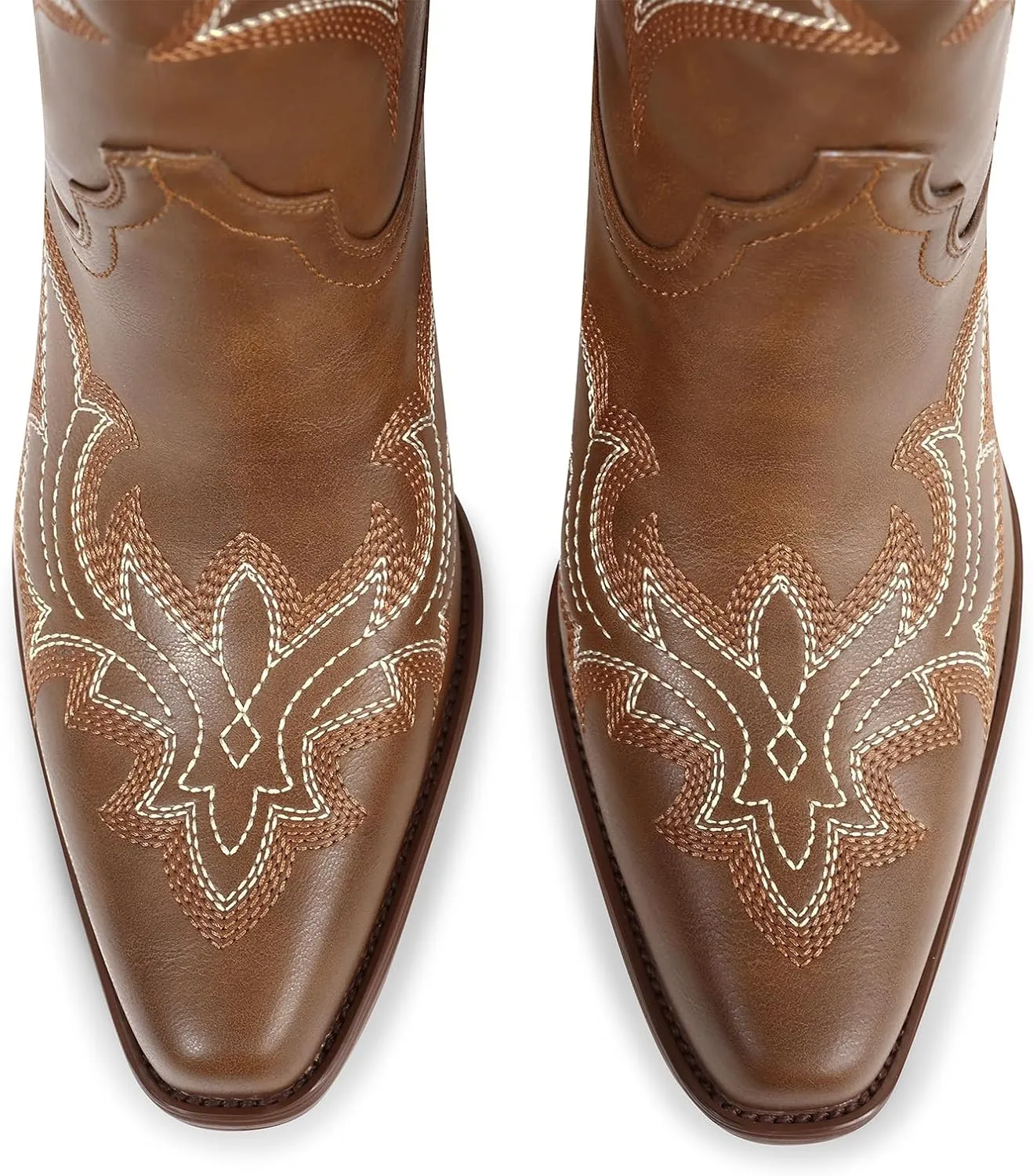 MUCCCUTE Cowboy Boots for Women Western Cowgirl Boots Knee High Pointed Toe Chunky Heels Embroidered Pull On Country Tall Boots