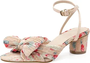 MUCCCUTE Women's Bow Knot Heeled Sandals Ankle Buckle Strap Chunky Heeled Open-toe Comfortable Wedding Party Fashion Heeled