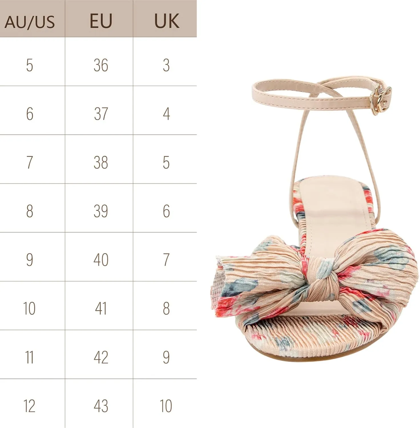 MUCCCUTE Women's Bow Knot Heeled Sandals Ankle Buckle Strap Chunky Heeled Open-toe Comfortable Wedding Party Fashion Heeled