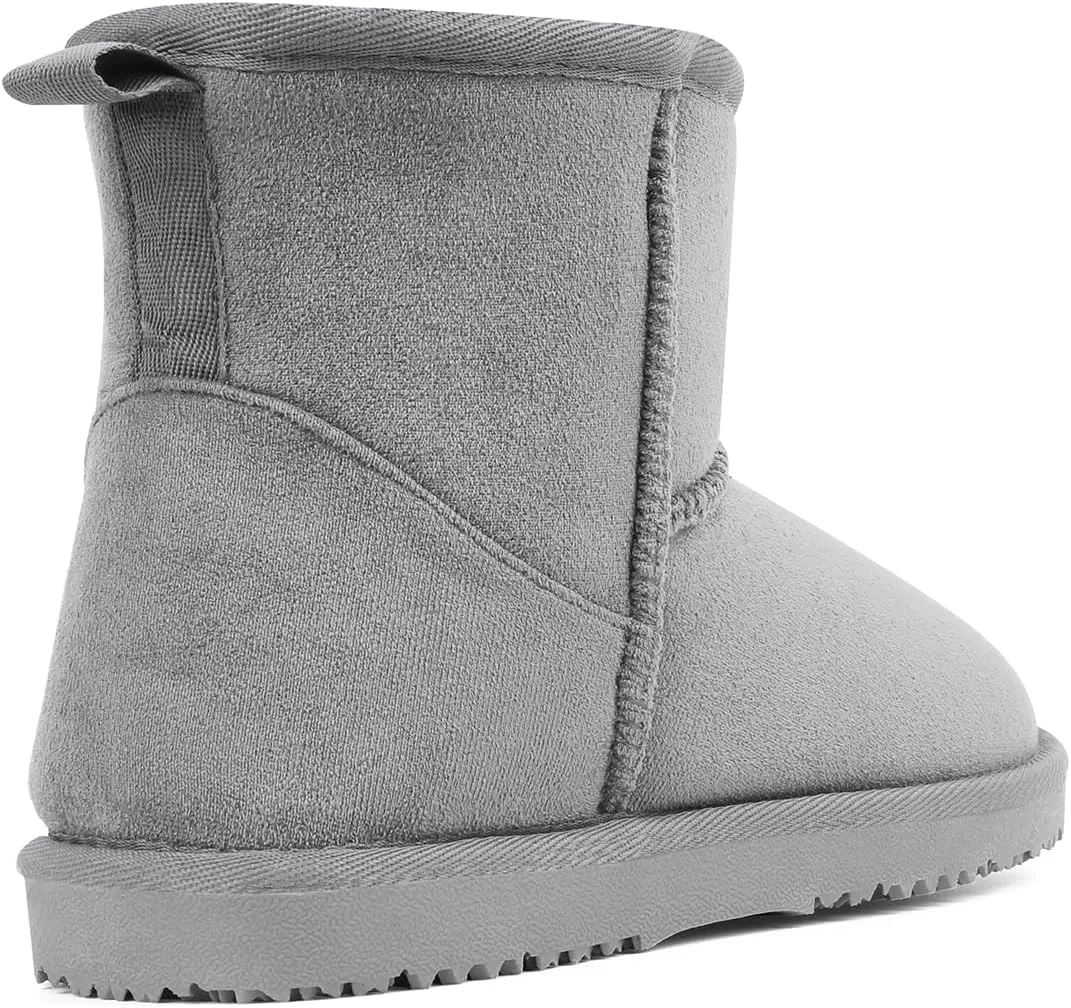 MUSSHOE Winter Boots for Women Classic Snow Boots Comfortable Cow Suede Leather Slip on Booties Fur Lined Warm Boots Waterproof