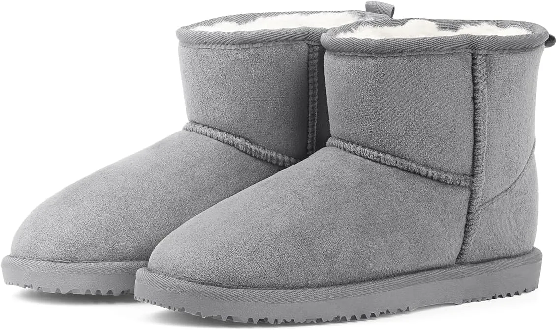 MUSSHOE Winter Boots for Women Classic Snow Boots Comfortable Cow Suede Leather Slip on Booties Fur Lined Warm Boots Waterproof