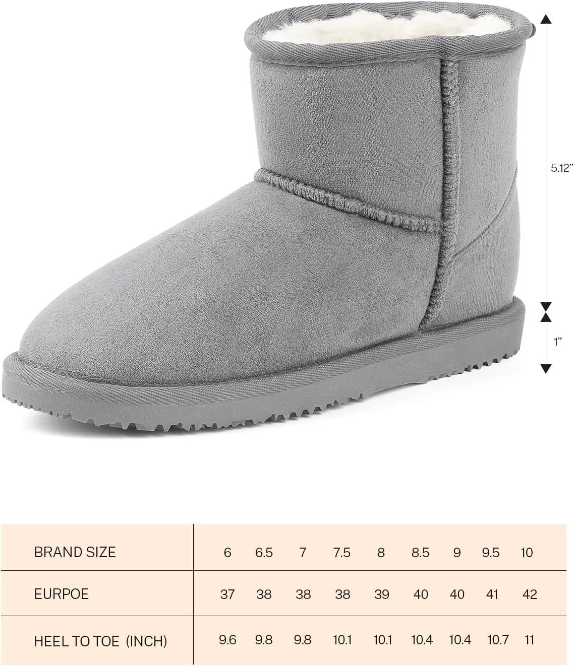 MUSSHOE Winter Boots for Women Classic Snow Boots Comfortable Cow Suede Leather Slip on Booties Fur Lined Warm Boots Waterproof