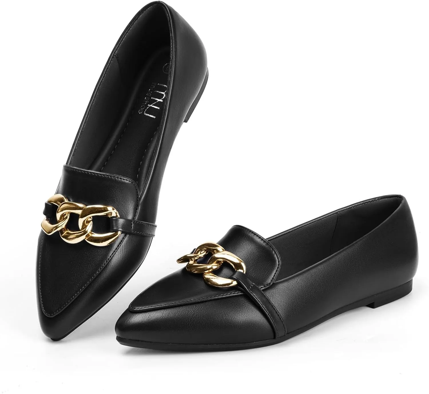 MUSSHOE Women's Loafers Comfortable Fashion Chain Flats Shoes for Women