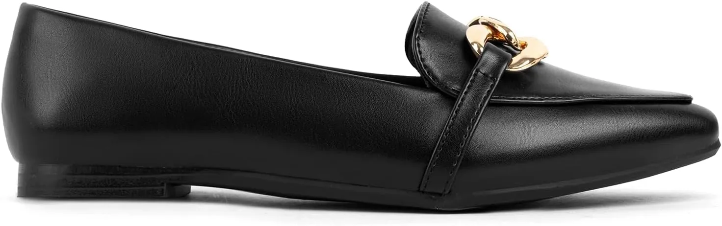 MUSSHOE Women's Loafers Comfortable Fashion Chain Flats Shoes for Women