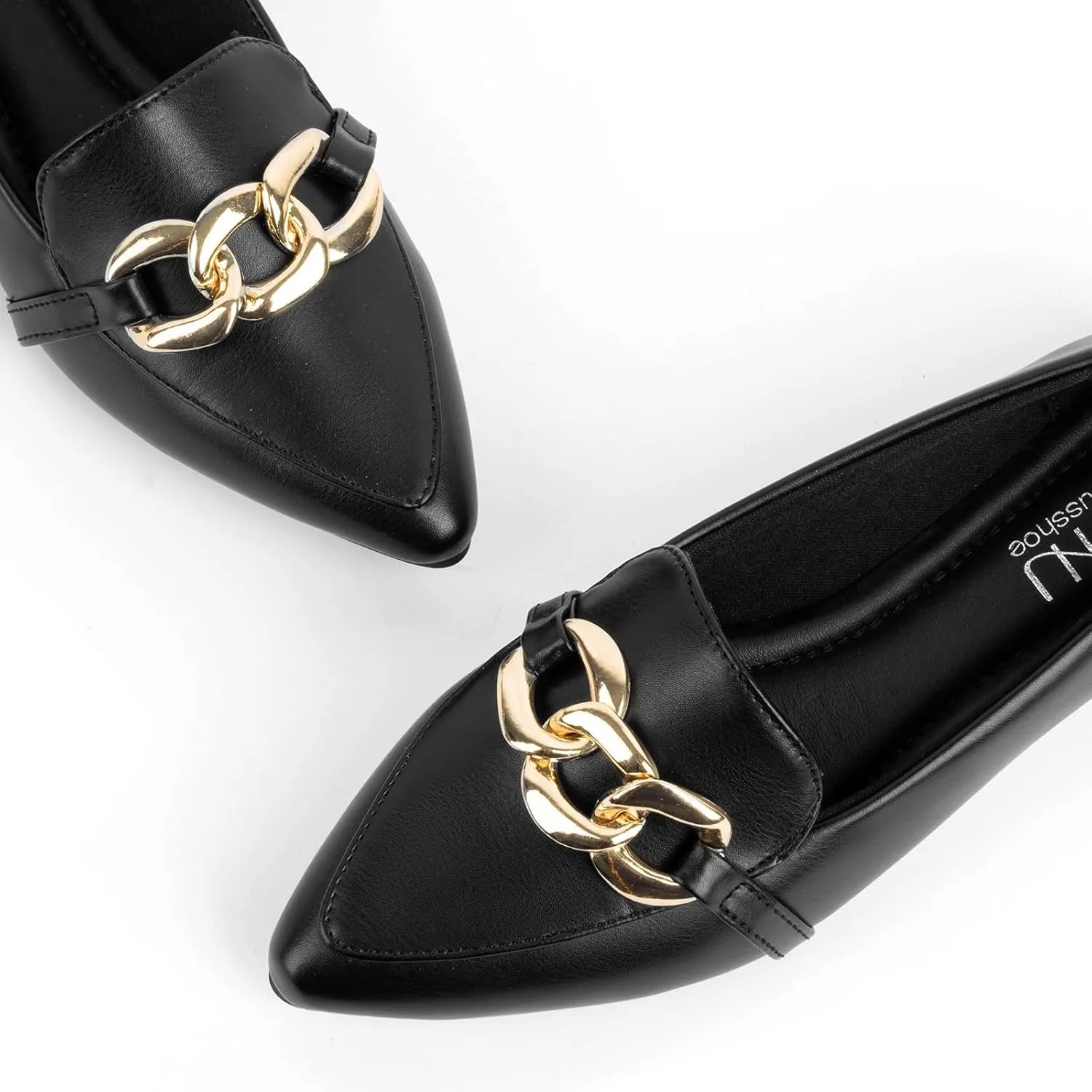 MUSSHOE Women's Loafers Comfortable Fashion Chain Flats Shoes for Women