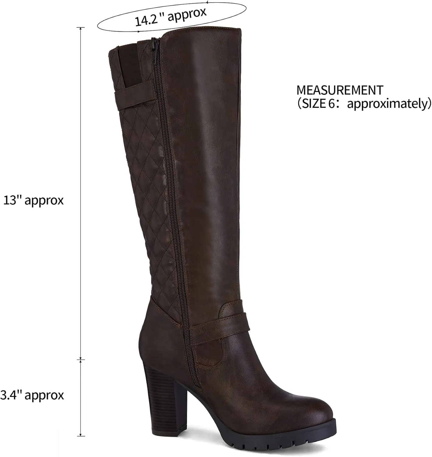 mysoft Women's Knee High Boots Fashion Chunky Block Heel Warm Winter Boots with Side Zippers