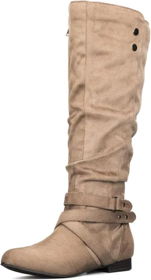 mysoft Women's Knee High Boots Flat Warm Fall Boots with Side Zipper