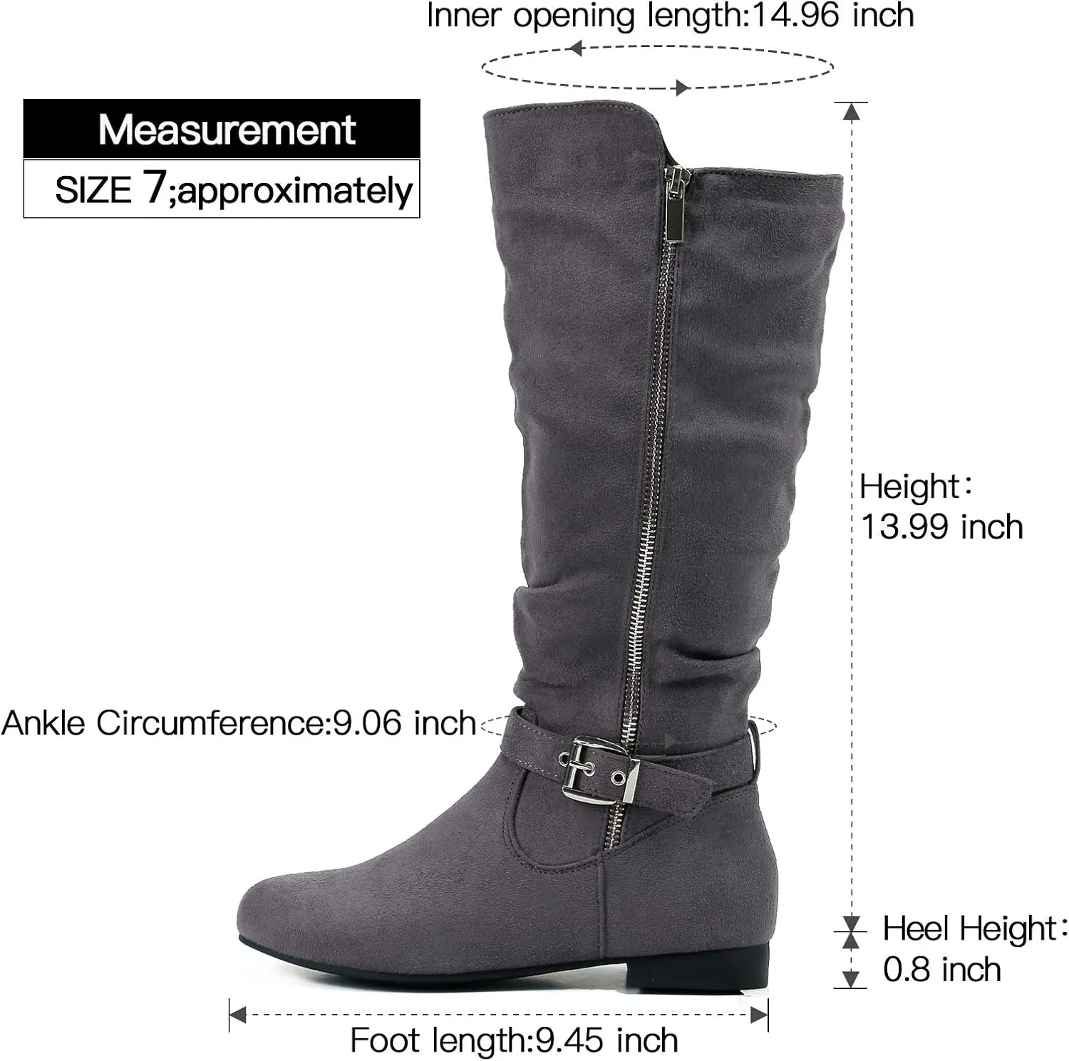 mysoft Women's Knee High Boots Flat Warm Fall Boots with Side Zipper