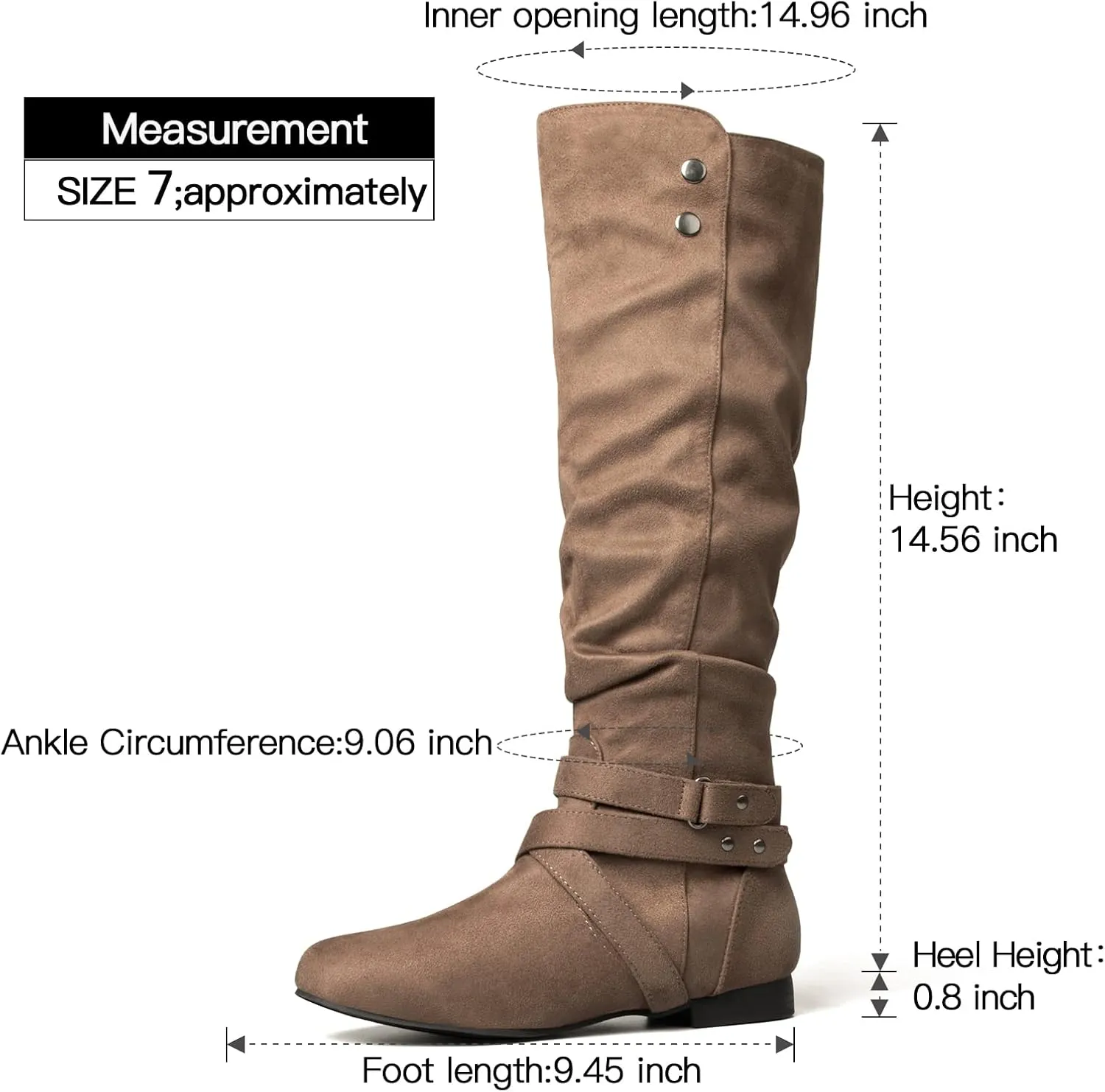 mysoft Women's Knee High Boots Flat Warm Fall Boots with Side Zipper