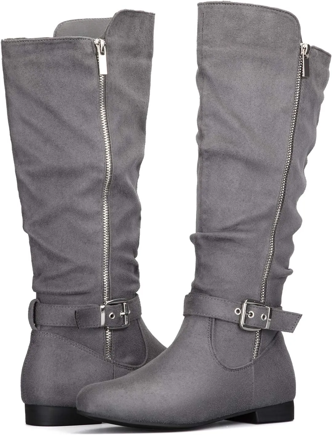 mysoft Women's Knee High Boots Flat Warm Fall Boots with Side Zipper