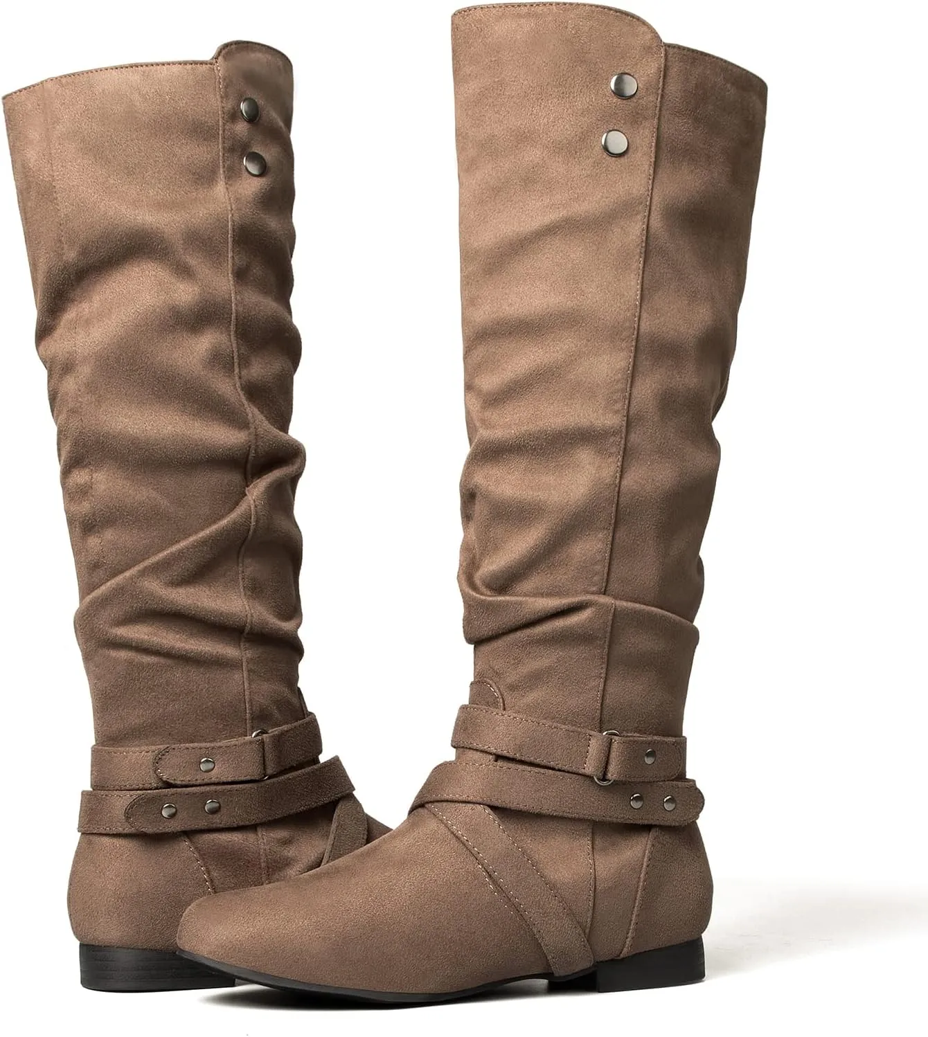 mysoft Women's Knee High Boots Flat Warm Fall Boots with Side Zipper