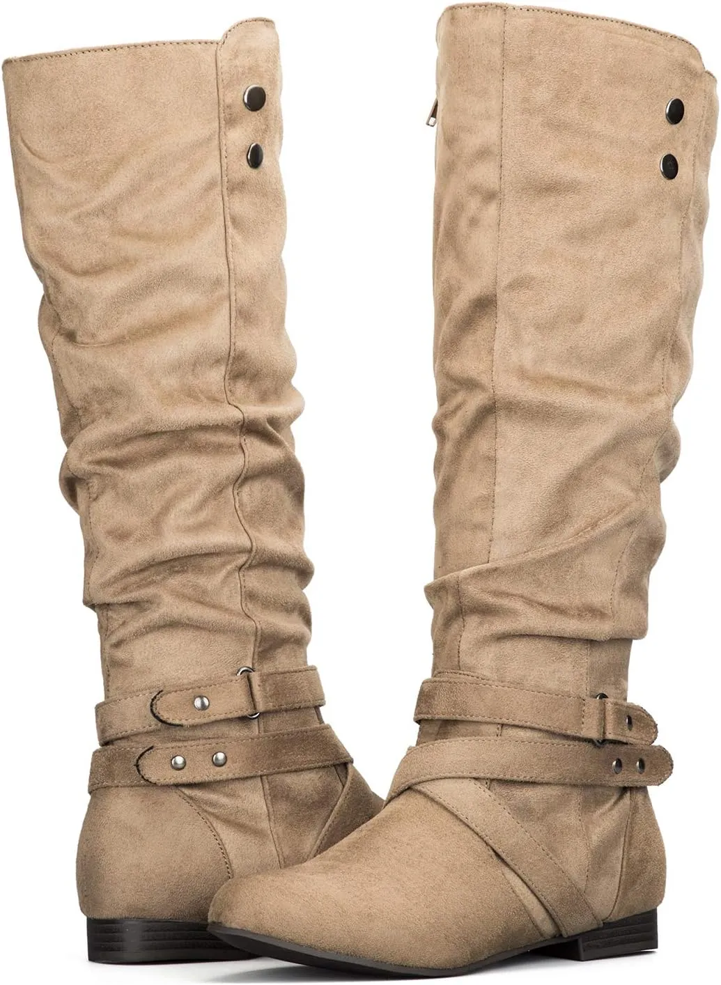 mysoft Women's Knee High Boots Flat Warm Fall Boots with Side Zipper