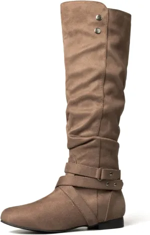 mysoft Women's Knee High Boots Flat Warm Fall Boots with Side Zipper