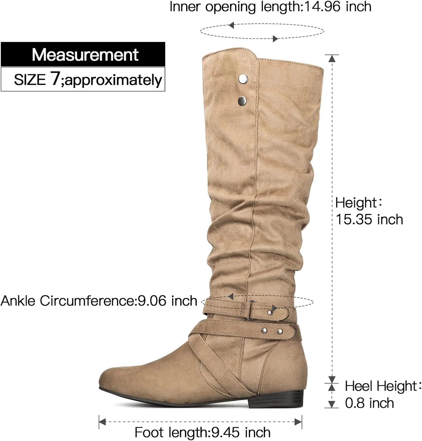 mysoft Women's Knee High Boots Flat Warm Fall Boots with Side Zipper