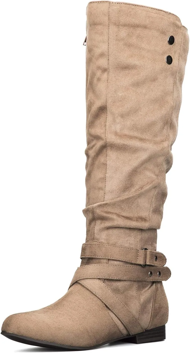mysoft Women's Knee High Boots Flat Warm Fall Boots with Side Zipper