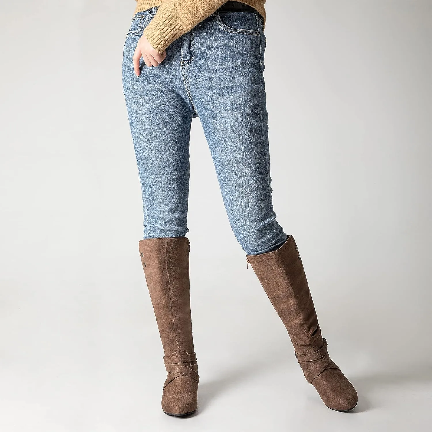 mysoft Women's Knee High Boots Flat Warm Fall Boots with Side Zipper