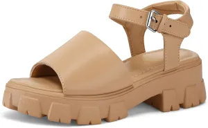 mysoft Women's Platform Chunky Sandals Lug Sole Open Toe with Buckle Ankle Strap