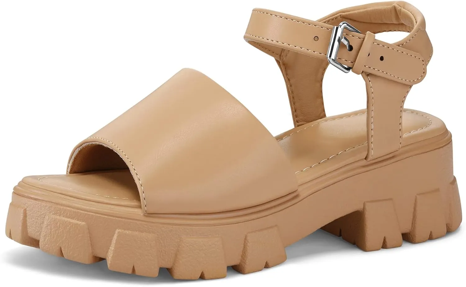 mysoft Women's Platform Chunky Sandals Lug Sole Open Toe with Buckle Ankle Strap