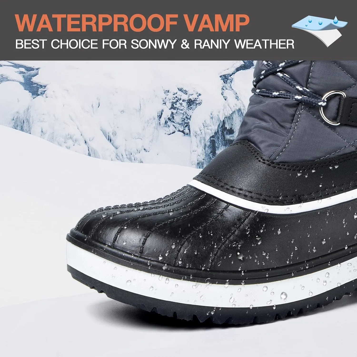 mysoft Women's Waterproof Winter Boots, Warm Insulated Snow Boots for Outdoor