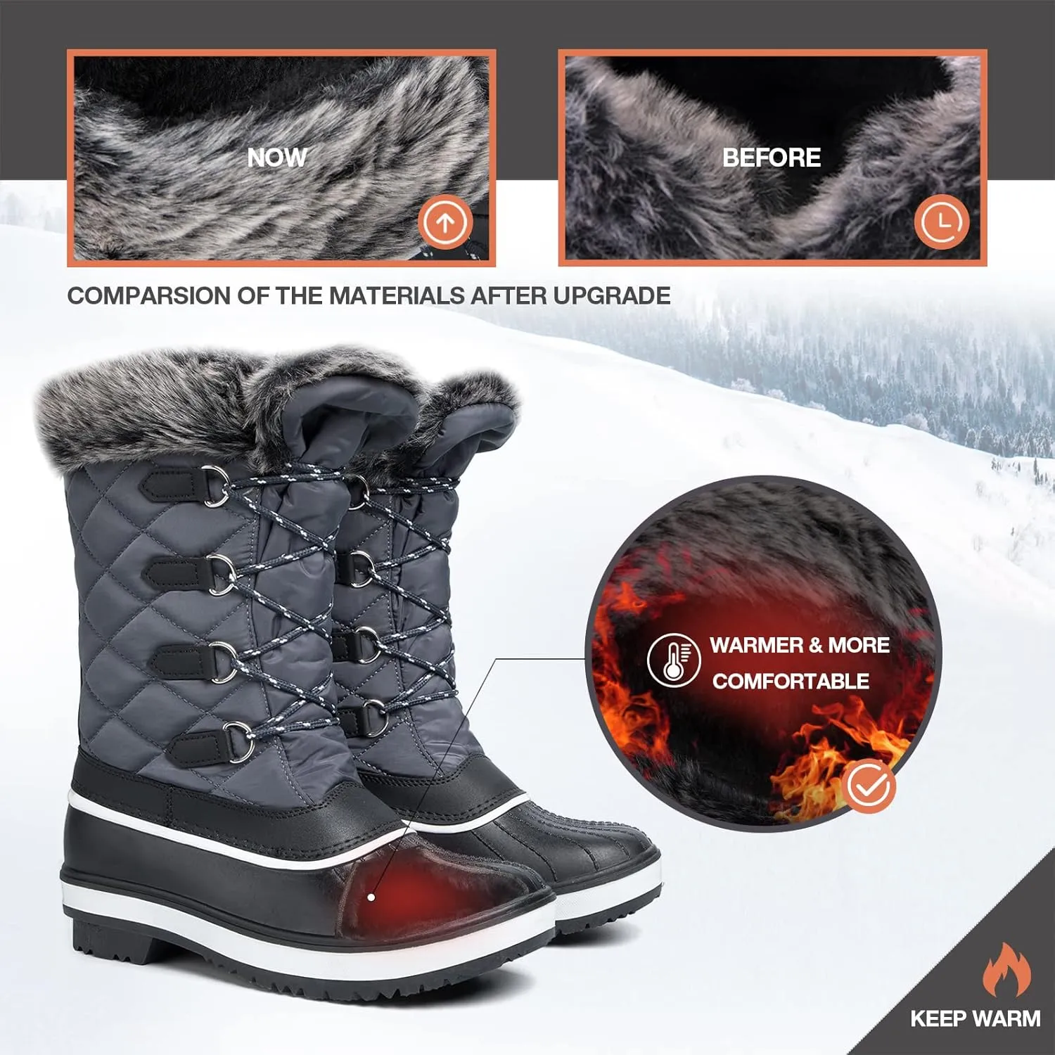 mysoft Women's Waterproof Winter Boots, Warm Insulated Snow Boots for Outdoor
