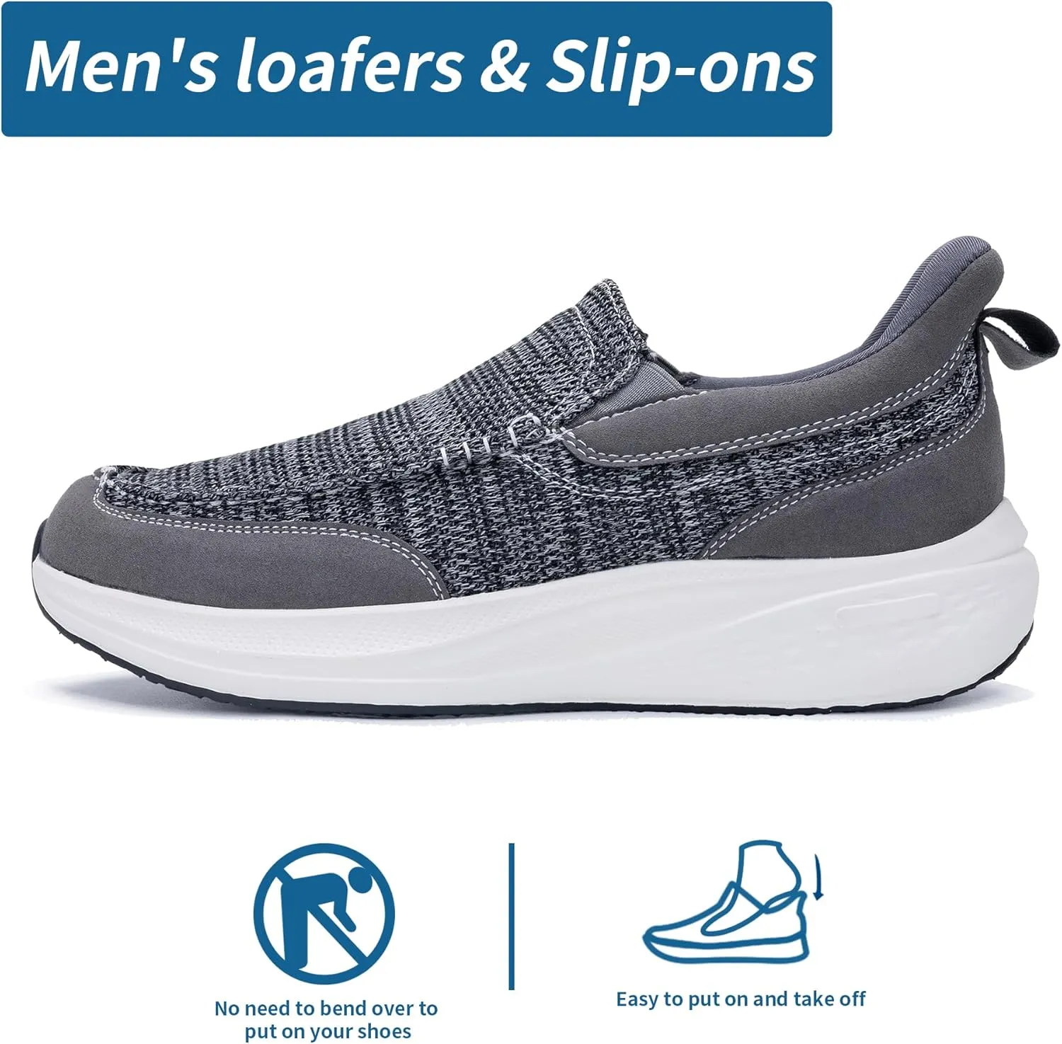 N BESUNEW Loafers for Men with Slip On/Comfortable Men's Arch Support Walking Shoes/Sneakers for Plantar Fasciitis US 7-13