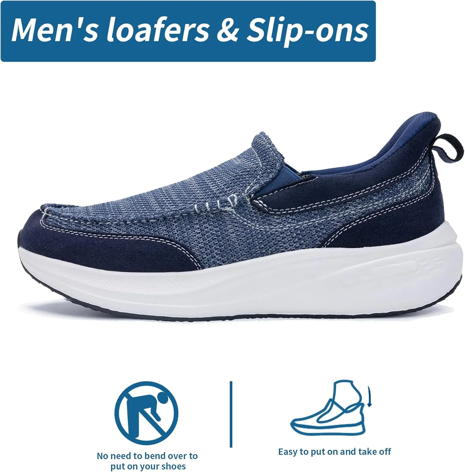 N BESUNEW Loafers for Men with Slip On/Comfortable Men's Arch Support Walking Shoes/Sneakers for Plantar Fasciitis US 7-13