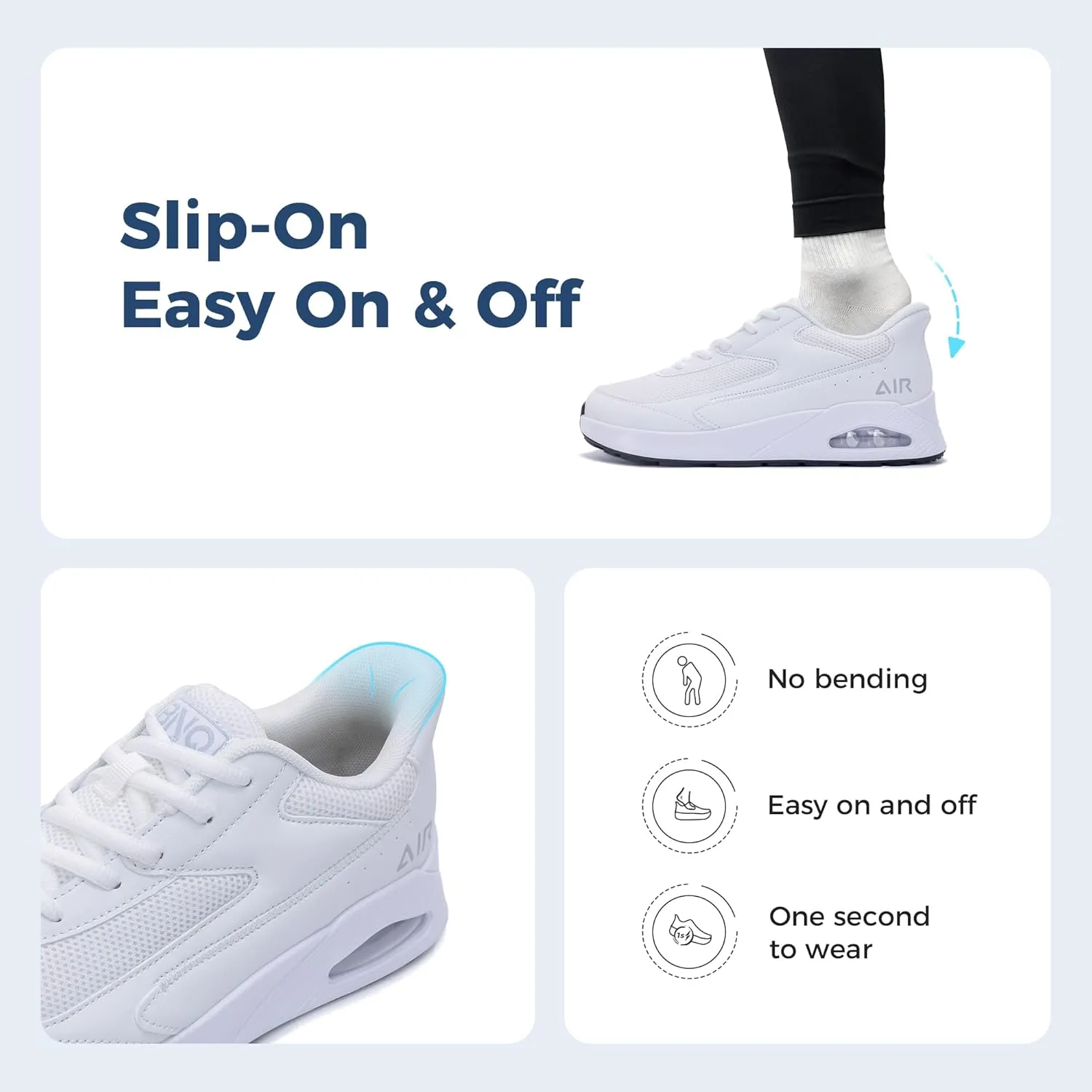 N BESUNEW Women's Wide Toe Box Walking Shoes Slip On Wide Width Running Sneakers Air Atheltic Tennis Shoes US 6-11