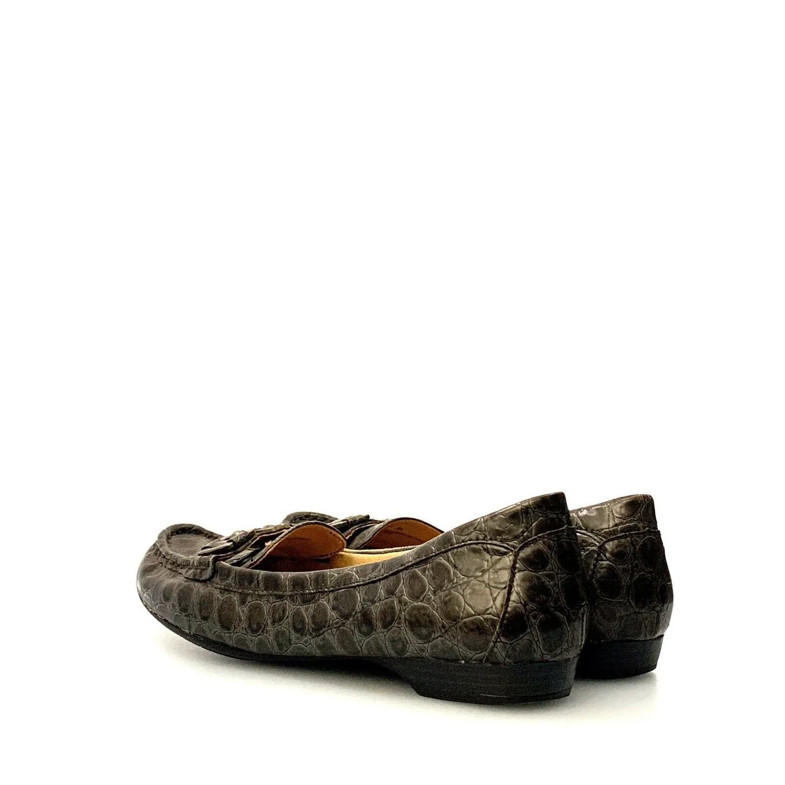 Naturalizer Womens Size 8N Gray Loafers Shoes NORTHALL Snakeskin Flats Comfort