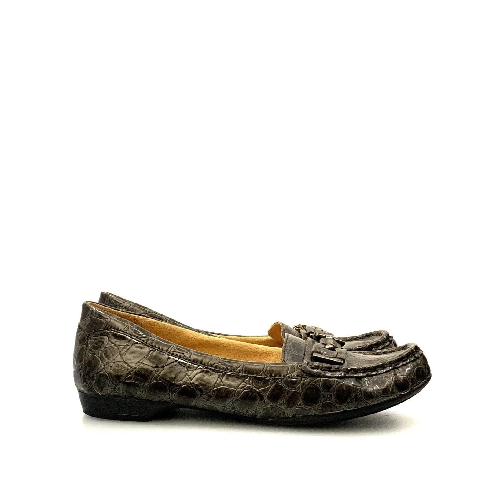 Naturalizer Womens Size 8N Gray Loafers Shoes NORTHALL Snakeskin Flats Comfort