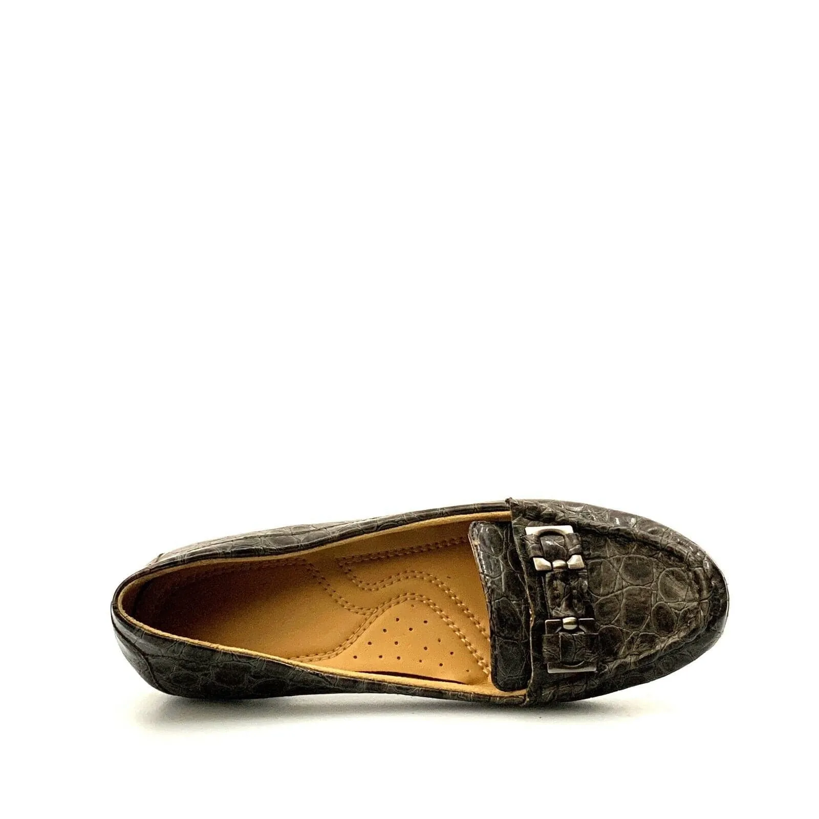 Naturalizer Womens Size 8N Gray Loafers Shoes NORTHALL Snakeskin Flats Comfort