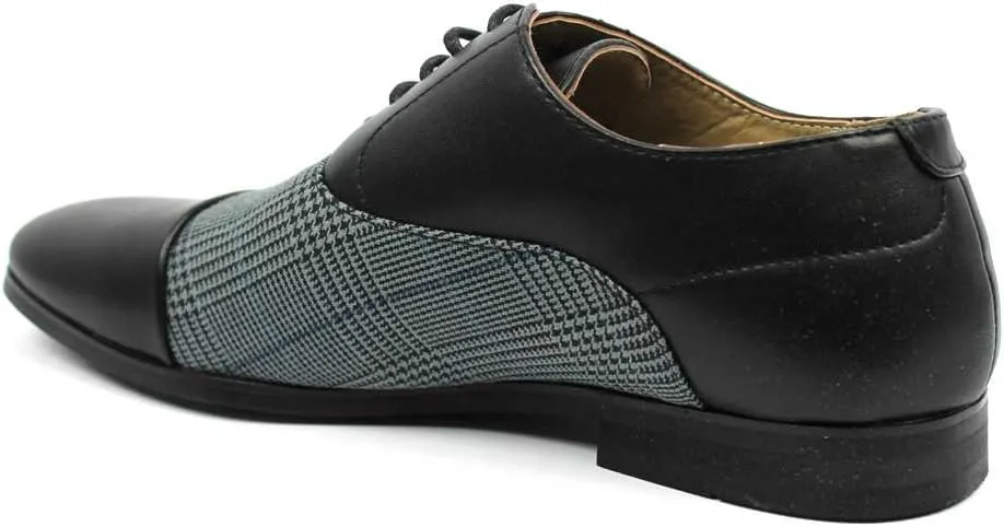 New Men's Cap Toe Plaid Checkered Lace Up Modern Dress Shoes Azar