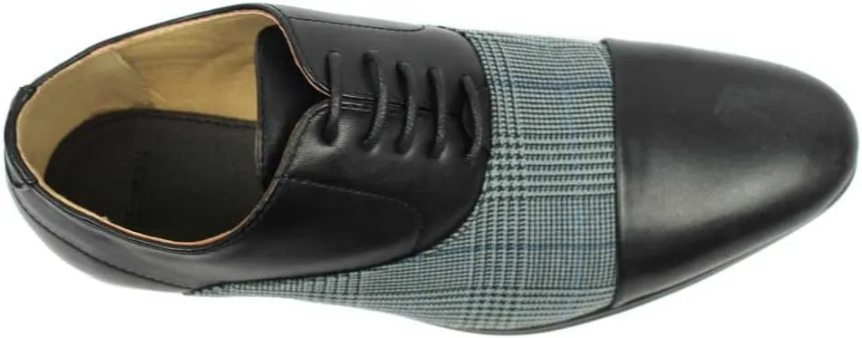 New Men's Cap Toe Plaid Checkered Lace Up Modern Dress Shoes Azar