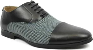 New Men's Cap Toe Plaid Checkered Lace Up Modern Dress Shoes Azar