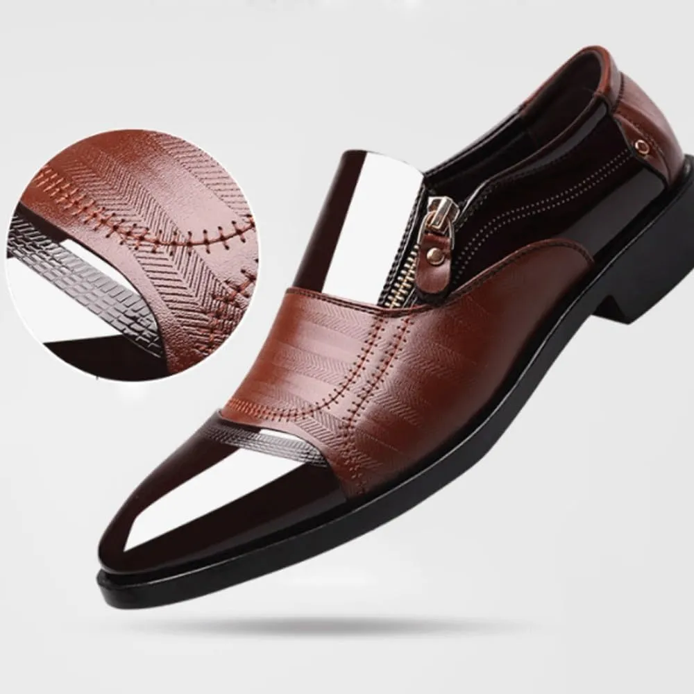 New Men's Oxford Shoes Slip-On Round Toe PU Leather Anti-Slip Non-Slip Low Top Block Heel Wedding Dress Shoes