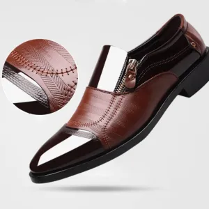 New Men's Oxford Shoes Slip-On Round Toe PU Leather Anti-Slip Non-Slip Low Top Block Heel Wedding Dress Shoes