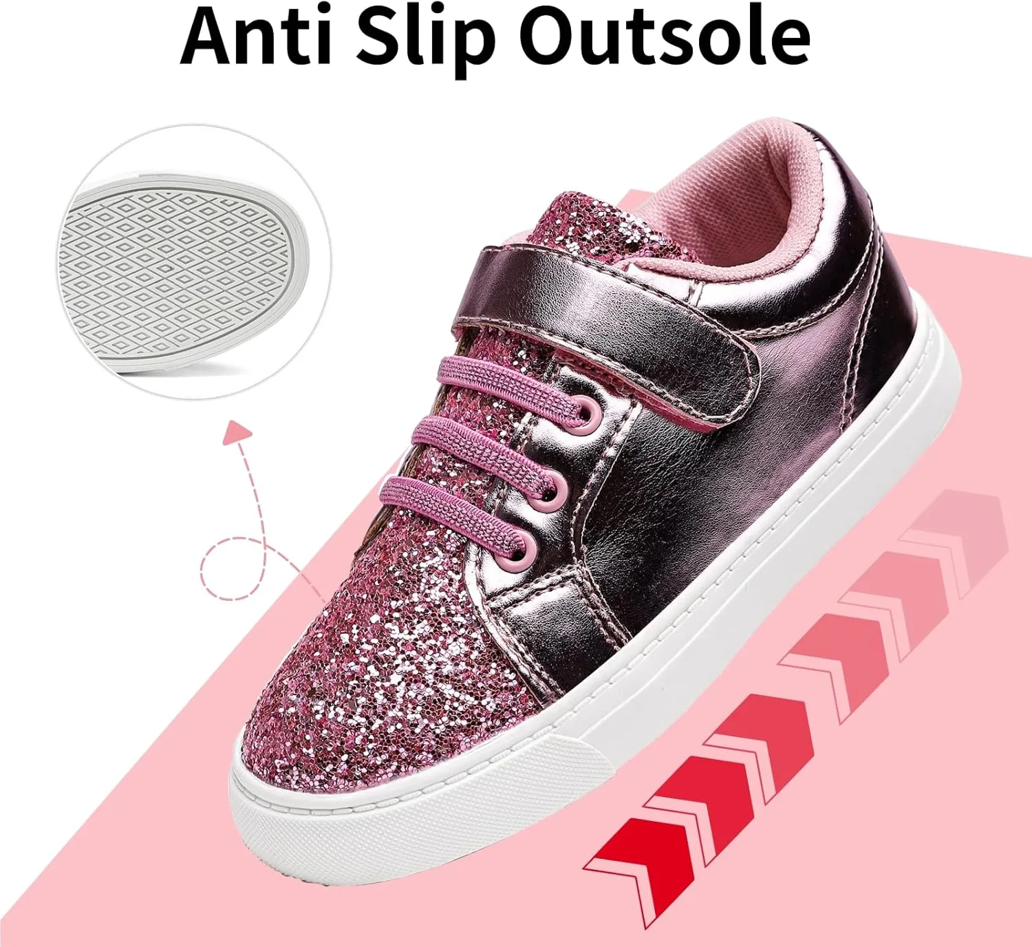 Nihaoya Baby First Walking Shoes Toddler Slip on Shoes Girls Princess Casual Sneakers Glitter Boy Running Tennis Footwear