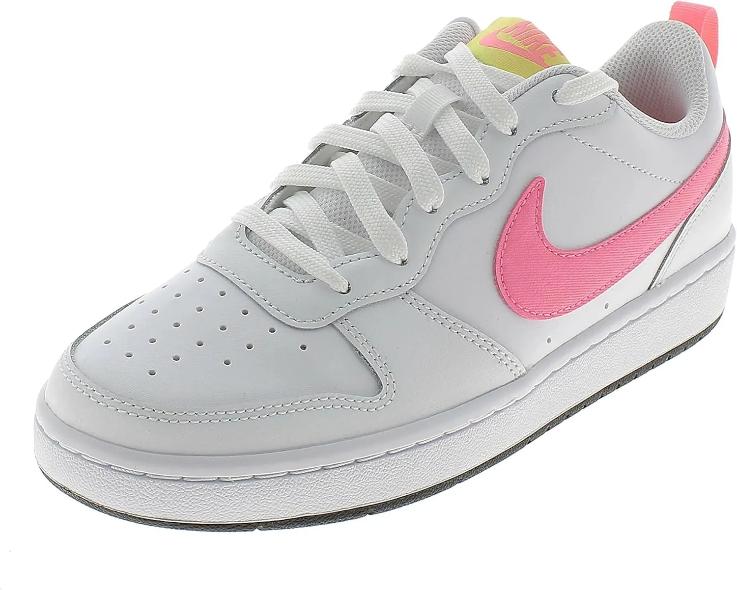 Nike Court Borough Low 2 GS Trainers BQ5448 Sneakers Shoes (UK 5 US 5.5Y EU 38, White Sunset Pulse Light zitron 108)