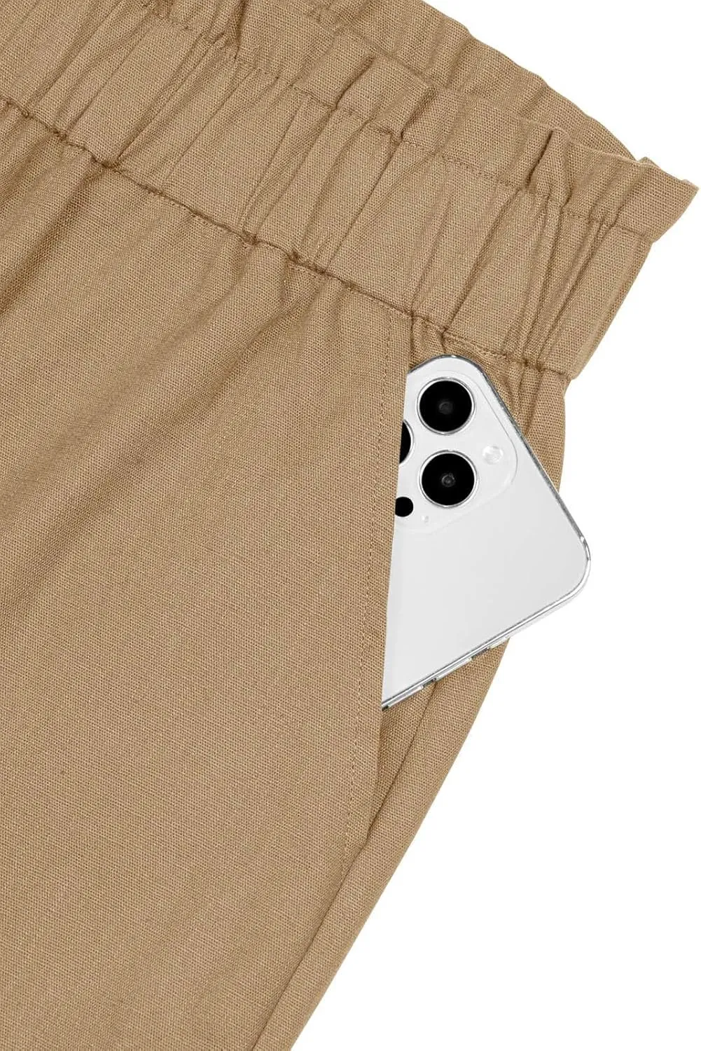 NIMIN Womens Casual Pants High Waisted Work Pants Elastic Cropped Dress Paper Bag Pants with Pockets