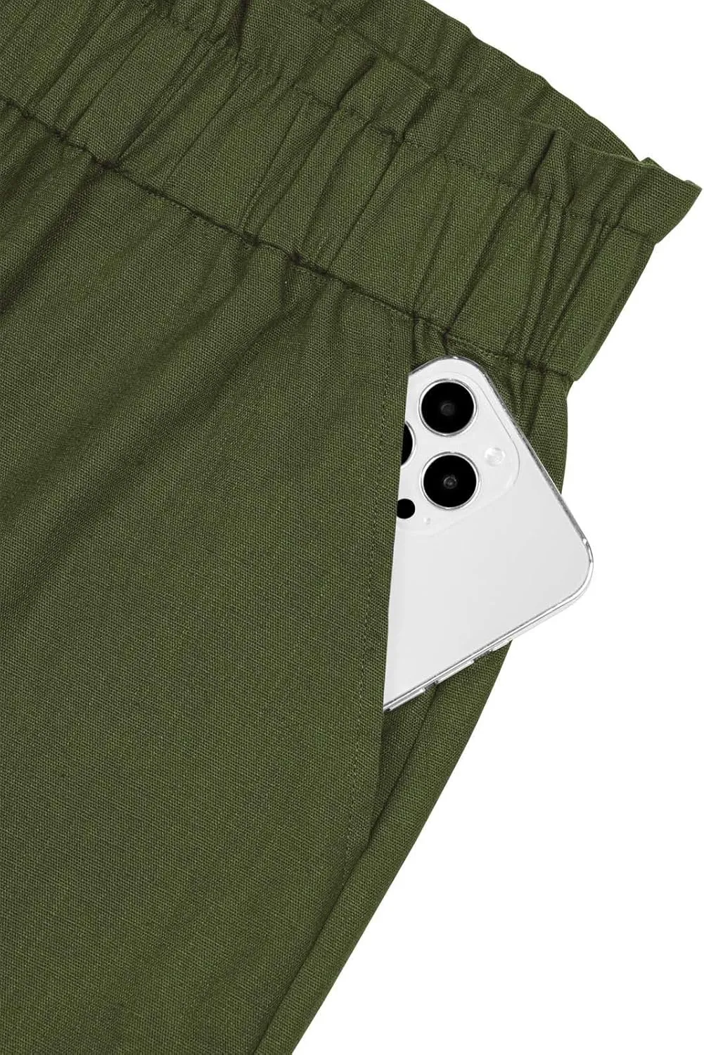 NIMIN Womens Casual Pants High Waisted Work Pants Elastic Cropped Dress Paper Bag Pants with Pockets