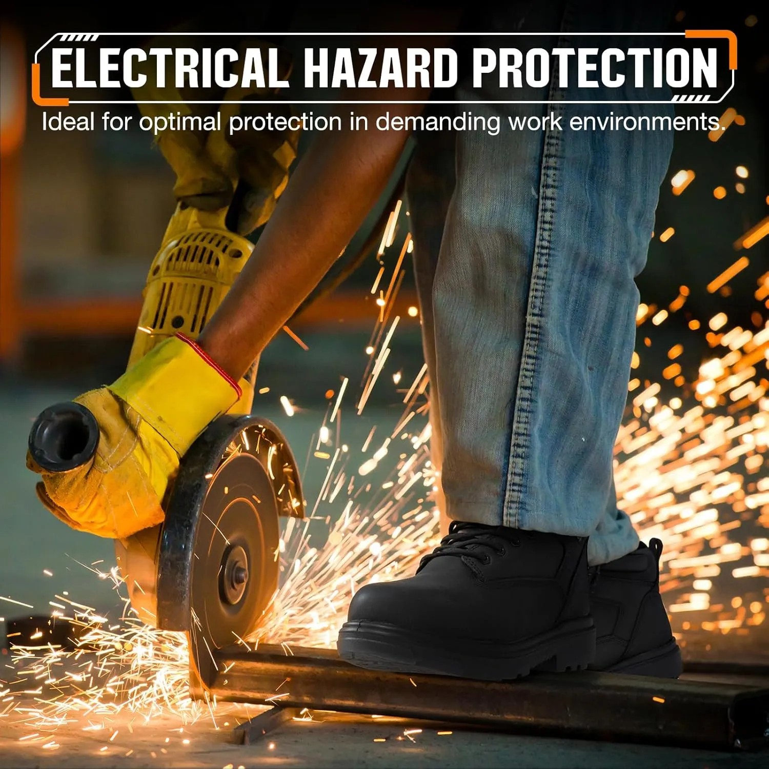 NINGO Steel Toe Work Boots for Men, Waterproof Work Boot with Puncture Proof, Oil & Slip Resistant, Comfortable Mens Construction Boots with EH Protection, Leather Shoes for Industrial