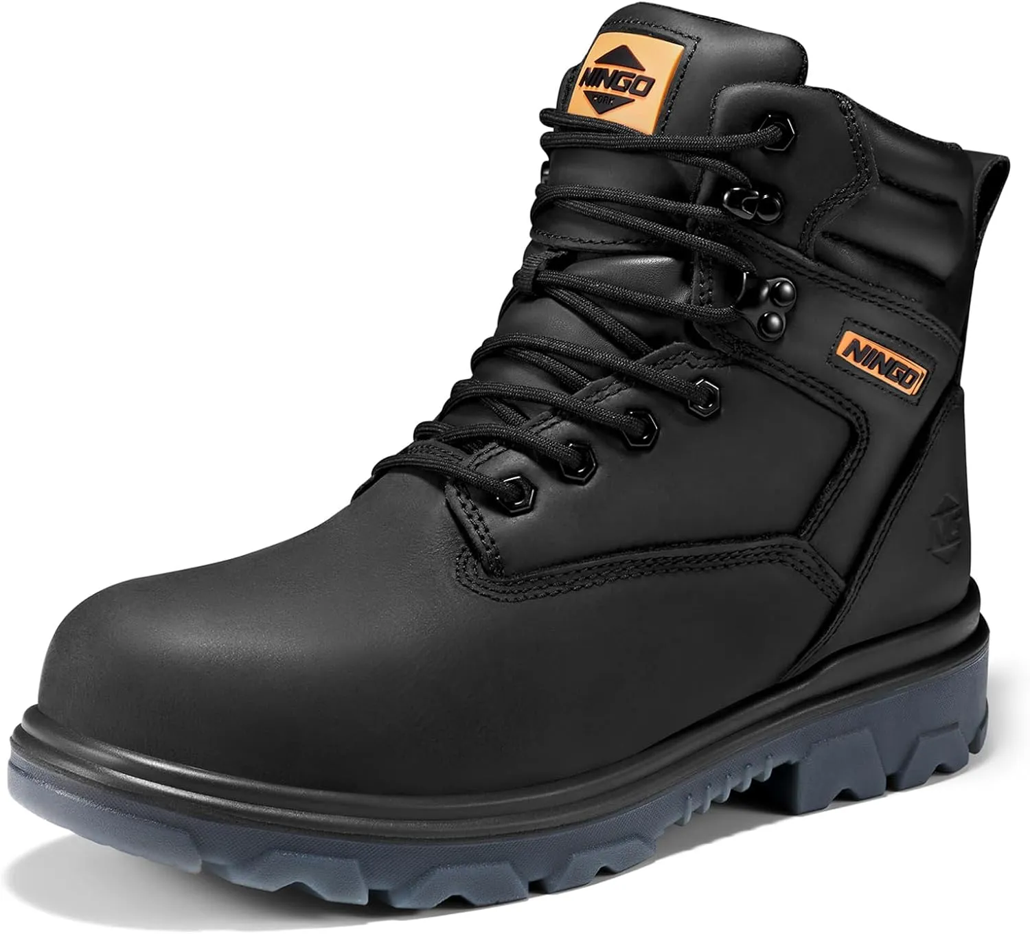 NINGO Steel Toe Work Boots for Men, Waterproof Work Boot with Puncture Proof, Oil & Slip Resistant, Comfortable Mens Construction Boots with EH Protection, Leather Shoes for Industrial