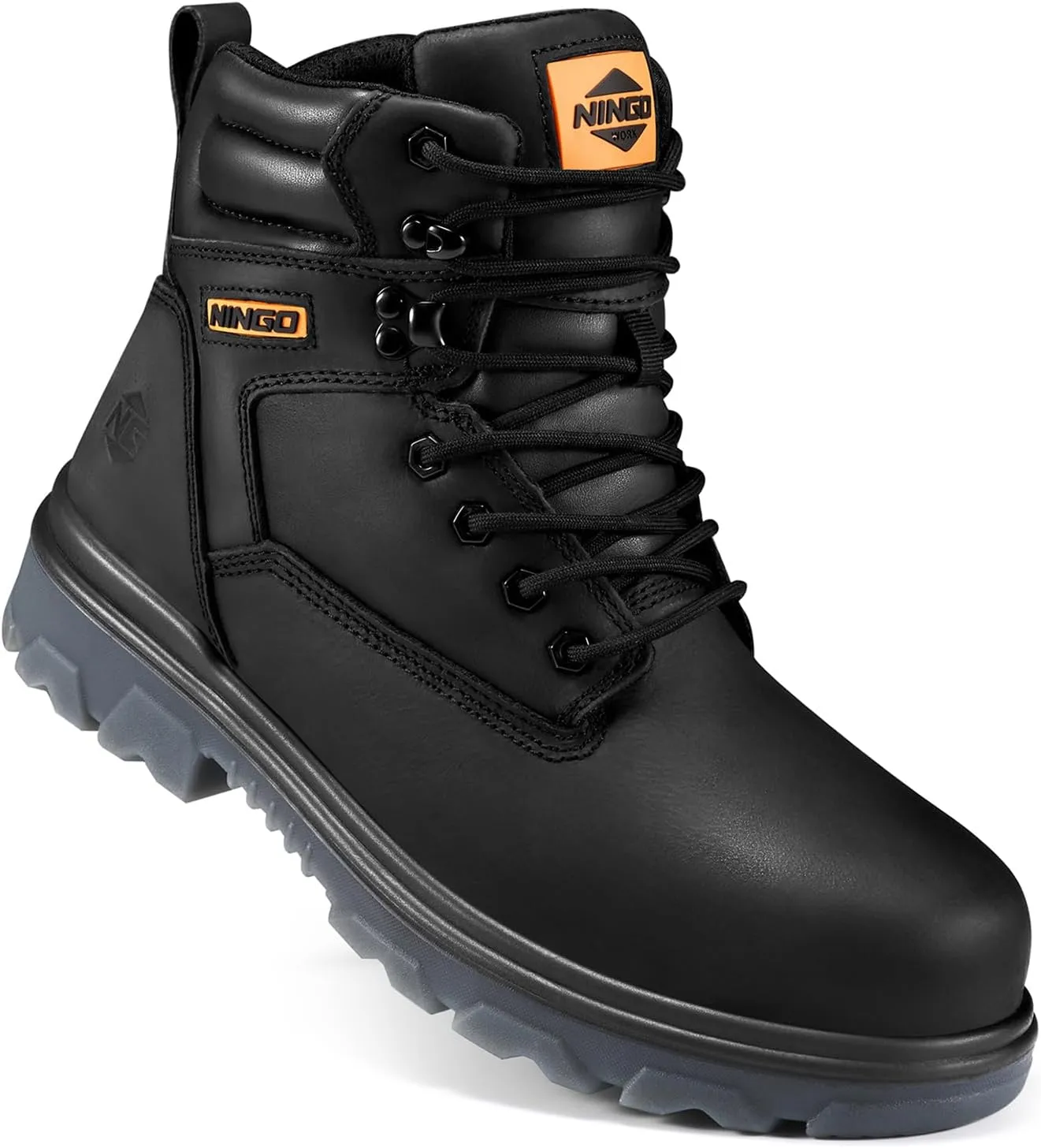 NINGO Steel Toe Work Boots for Men, Waterproof Work Boot with Puncture Proof, Oil & Slip Resistant, Comfortable Mens Construction Boots with EH Protection, Leather Shoes for Industrial