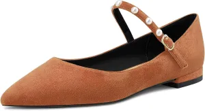 NobleOnly Women Pointed Toe Mary Jane Low Heel Pumps Office Party Classic Buckle Shoes 0.4 Inches Heels